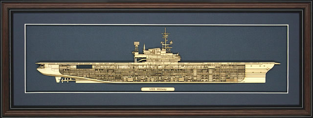 Wood Cutaway Model of USS Midway (CV-41)